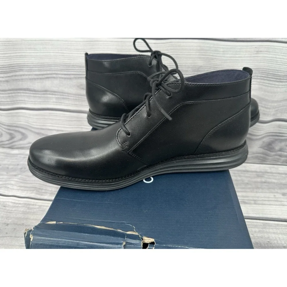 COLE HAAN ORIGINALGRAND CHUKKA  BOOTS  Men's‎ Size 11.5 M  BLACK LEATHER
